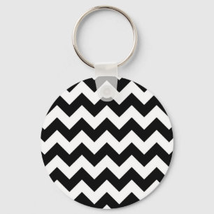 Black and White Zigzag Keychain