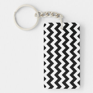 Black and White Zigzag Keychain