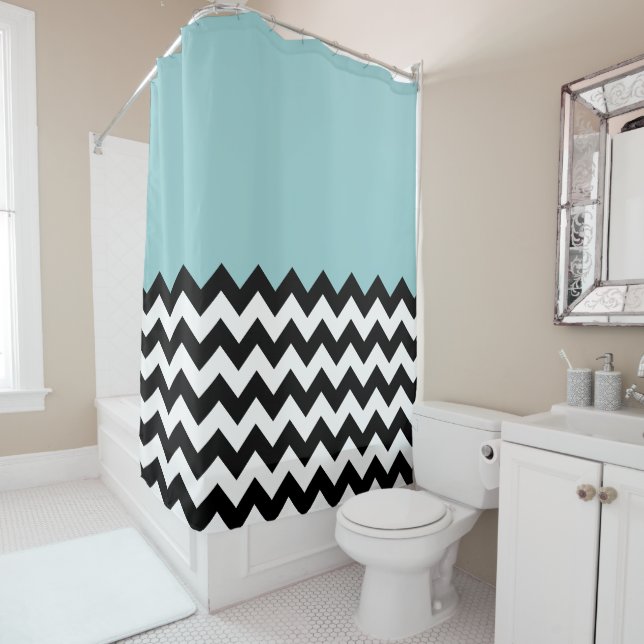 Black and White Zigzag Pattern, Chevron, Blue (In Situ)