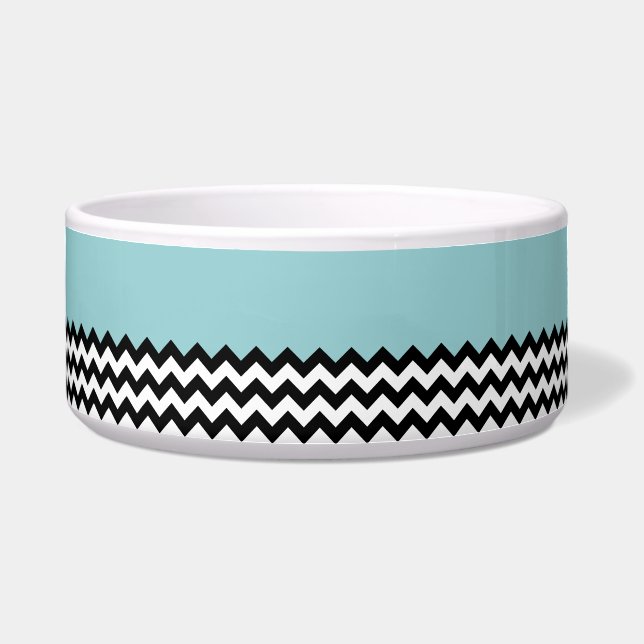 Black and White Zigzag Pattern, Chevron, Blue (Front)