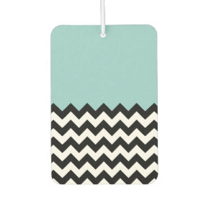 Black and White Zigzag Pattern, Chevron, Blue Air Freshener
