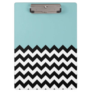 Black and White Zigzag Pattern, Chevron, Blue Clipboard