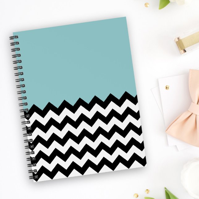 Black and White Zigzag Pattern, Chevron, Blue Notebook (Creator Uploaded)