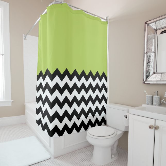 Black and White Zigzag Pattern, Chevron, Green (In Situ)