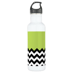 Black and White Zigzag Pattern, Chevron, Green 710 Ml Water Bottle