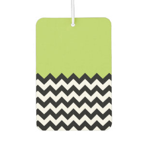 Black and White Zigzag Pattern, Chevron, Green Air Freshener