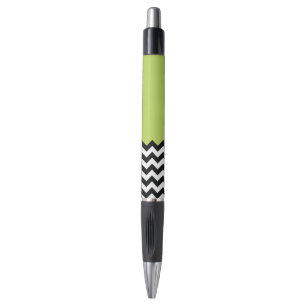 Black and White Zigzag Pattern, Chevron, Green Pen