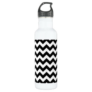 Black and White Zigzag Pattern, Chevron Pattern 710 Ml Water Bottle