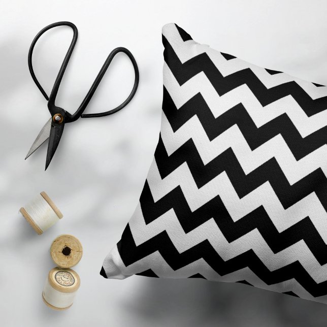 Black and White Zigzag Pattern, Chevron Pattern Accent Pillow (Creator Uploaded)