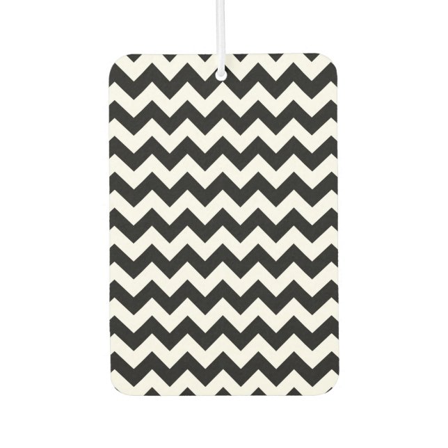 Black and White Zigzag Pattern, Chevron Pattern Air Freshener (Front)