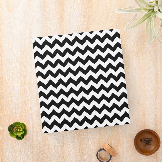Black and White Zigzag Pattern, Chevron Pattern Binder (In Situ)