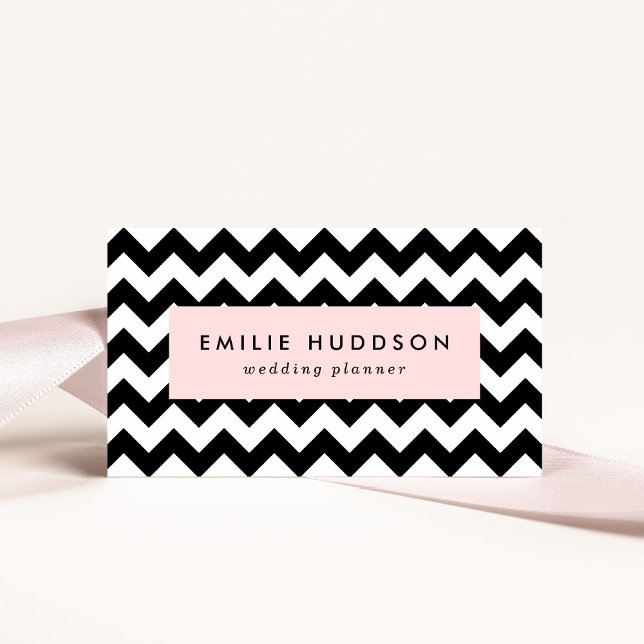 Black and White Zigzag Pattern, Chevron Pattern Business Card (Creator Uploaded)