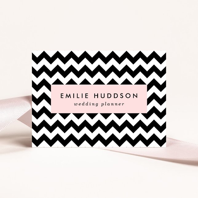 Black and White Zigzag Pattern, Chevron Pattern Business Card (Creator Uploaded)