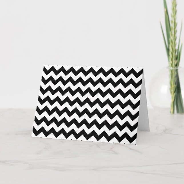 Black and White Zigzag Pattern, Chevron Pattern Card (Front)