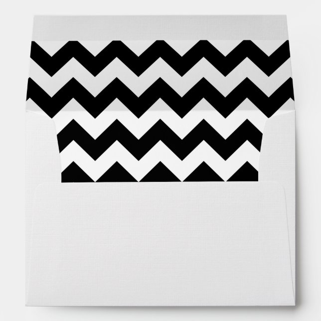Black and White Zigzag Pattern, Chevron Pattern Envelope (Back (Bottom))