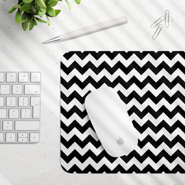 Black and White Zigzag Pattern, Chevron Pattern Mouse Pad (Creator Uploaded)