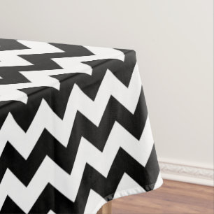 Black and White Zigzag Pattern, Chevron Pattern Tablecloth