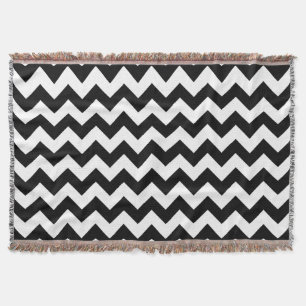 Black and White Zigzag Pattern, Chevron Pattern Throw Blanket