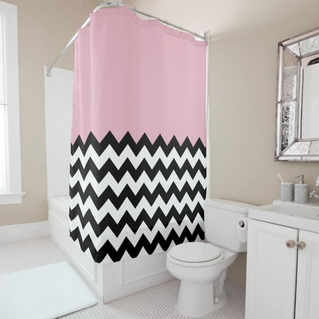 Black and White Zigzag Pattern, Chevron, Pink (In Situ)