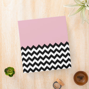 Black and White Zigzag Pattern, Chevron, Pink Binder