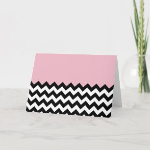 Black and White Zigzag Pattern, Chevron, Pink Card