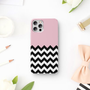 Black and White Zigzag Pattern, Chevron, Pink iPhone 11 Case