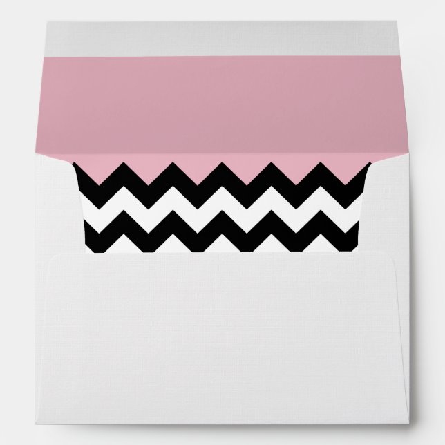 Black and White Zigzag Pattern, Chevron, Pink Envelope (Back (Bottom))