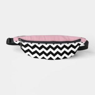 Black and White Zigzag Pattern, Chevron, Pink Fanny Pack