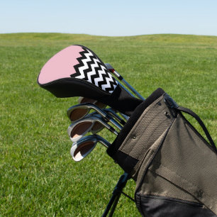 Black and White Zigzag Pattern, Chevron, Pink Golf Head Cover