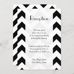 Black and White Zigzag Pattern, Chevron, Reception Invitation