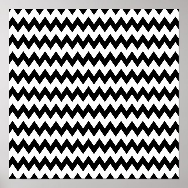Black and White Zigzag Pattern Poster (Front)