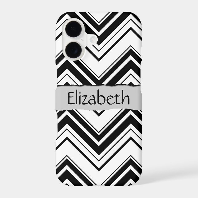 Black and White Zigzag Pattern, Your Name (Back)