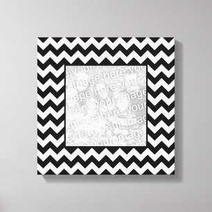 Black and White Zigzag Square Border Photo Canvas Print