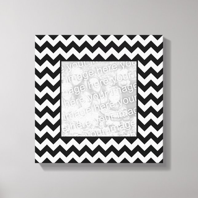 Black and White Zigzag Square Border Photo Canvas Print (Front)
