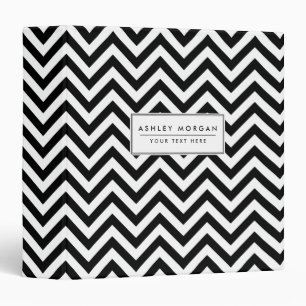 Black and White Zigzag Stripes Chevron Pattern Binder