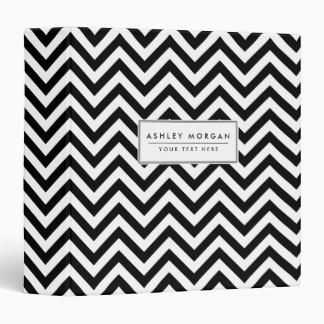 Black and White Zigzag Stripes Chevron Pattern Binder