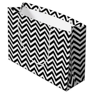 Black and White Zigzag Stripes Chevron Pattern Large Gift Bag