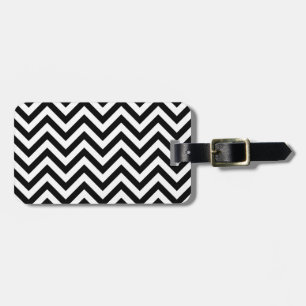 Black and White Zigzag Stripes Chevron Pattern Luggage Tag