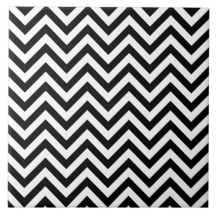 Black and White Zigzag Stripes Chevron Pattern Tile