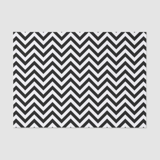 Black and White Zigzag Stripes Chevron Pattern Tissue Paper (Front)