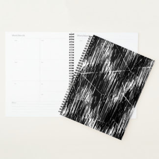 Black-and-white zigzag strokes planner