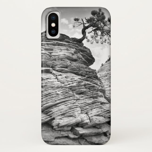 Black and White Zion Art Bonsai Tree Case-Mate iPhone Case (Back)