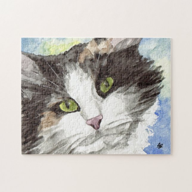 Black and WhiteCalico Cat Jigsaw Puzzle (Horizontal)