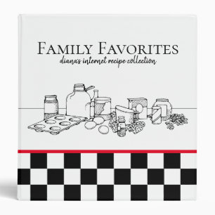 Black and Whtie Chequerboard Internet Recipe   Binder