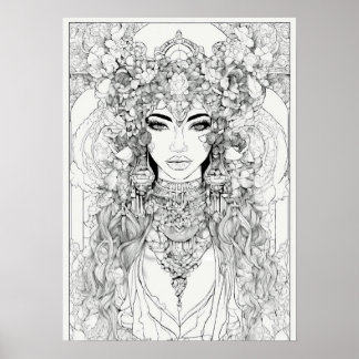 Black and wite outline art for Wall poster