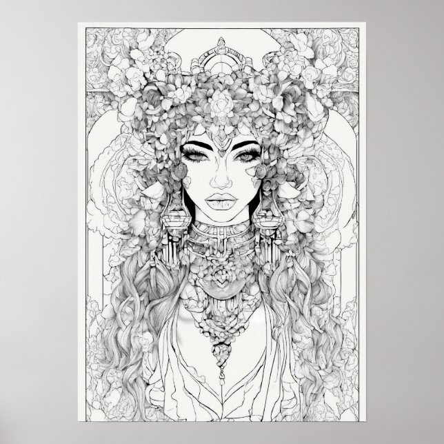 Black and wite outline art for Wall poster (Front)