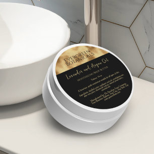 Black and Woven Gold Foil Cosmetics Jar Label