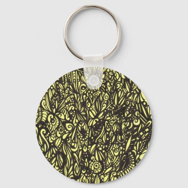 Black and Yellow Abstract Keychain (Front)
