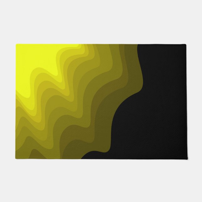 Black and yellow abstract pattern painting  doormat (Front)