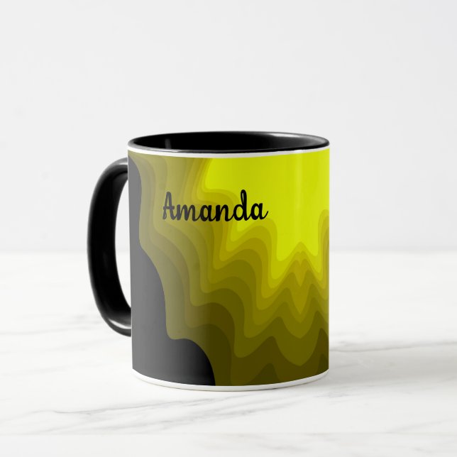 Black and yellow abstract pattern painting  mug (Front Left)